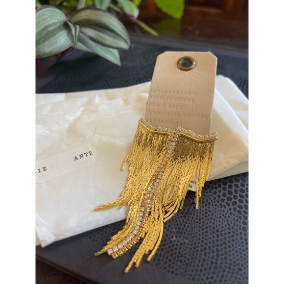 NWT Anthropologie Rhinestone Chain Drop Earrings - Picture 5 of 10